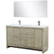 Lexora Lafarre 60" W x 20" D Rustic Acacia Double Bath Vanity Cultured Marble Top with Faucet Set and 55" Mirror