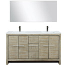 Lexora Lafarre 60" W x 20" D Rustic Acacia Double Bath Vanity Cultured Marble Top with Faucet Set and 55" Mirror