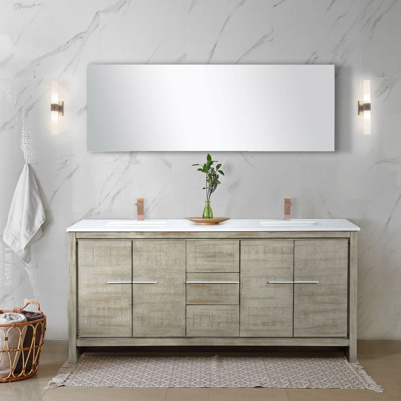 Lexora Lafarre 72" W x 20" D Rustic Acacia Double Bath Vanity Cultured Marble Top with Faucet Set