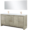 Lexora Lafarre 72" W x 20" D Rustic Acacia Double Bath Vanity Cultured Marble Top with Faucet Set and 70" Mirror