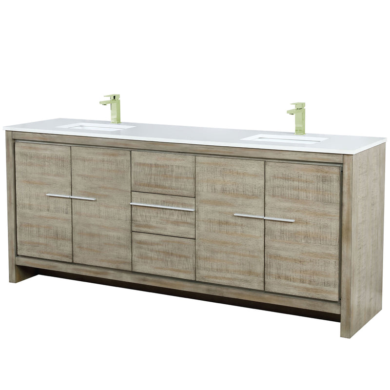 Lexora Lafarre 80" W x 20" D Rustic Acacia Double Bath Vanity Cultured Marble Top with Faucet Set