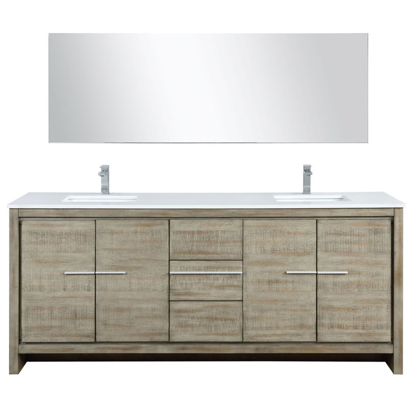 Lexora Lafarre 80" W x 20" D Rustic Acacia Double Bath Vanity Cultured Marble Top with Faucet Set and 70" Mirror