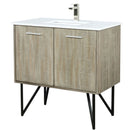 Lexora Lancy 36" W x 20" D Rustic Acacia Bath Vanity Cultured Marble Top with Faucet Set