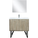 Lexora Lancy 36" W x 20" D Rustic Acacia Bath Vanity Cultured Marble Top with Faucet Set and 28" Mirror