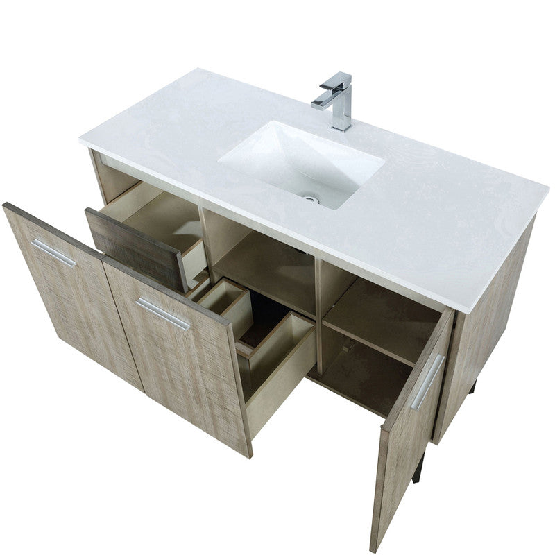 Lexora Lancy 48" W x 20" D Rustic Acacia Bath Vanity Cultured Marble Top with Faucet Set