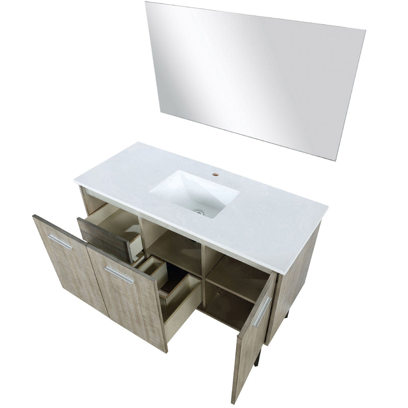 Lexora Lancy 48" W x 20" D Rustic Acacia Bath Vanity Marble Top and 43" Mirror