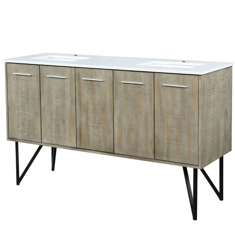 Lexora Lancy 60" W x 20" D Rustic Acacia Double Bath Vanity and Marble Top