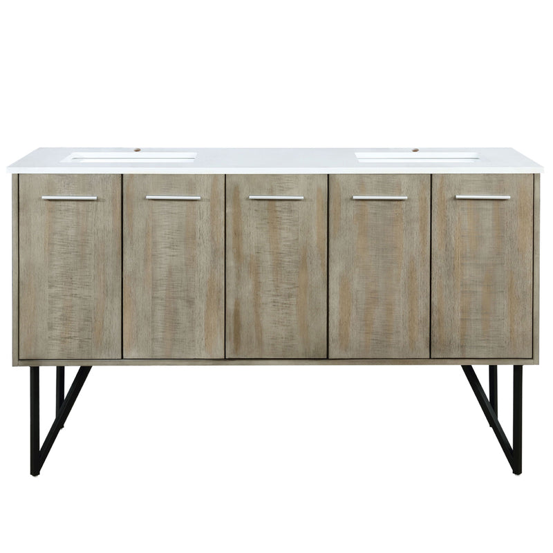 Lexora Lancy 60" W x 20" D Rustic Acacia Double Bath Vanity and Marble Top