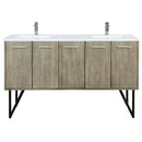 Lexora Lancy 60" W x 20" D Rustic Acacia Double Bath Vanity Cultured Marble Top with Faucet Set