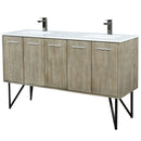 Lexora Lancy 60" W x 20" D Rustic Acacia Double Bath Vanity Cultured Marble Top with Faucet Set