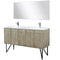 Lexora Lancy 60" W x 20" D Rustic Acacia Double Bath Vanity Cultured Marble Top with Faucet Set and 55" Mirror