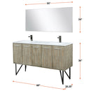 Lexora Lancy 60" W x 20" D Rustic Acacia Double Bath Vanity Cultured Marble Top with Faucet Set and 55" Mirror