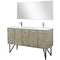 Lexora Lancy 60" W x 20" D Rustic Acacia Double Bath Vanity Cultured Marble Top with Faucet Set and 55" Mirror