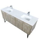 Lexora Lancy 72" W x 20" D Rustic Acacia Double Bath Vanity Cultured Marble Top with Faucet Set