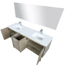 Lexora Lancy 72" W x 20" D Rustic Acacia Double Bath Vanity Cultured Marble Top with Faucet Set and 70" Mirror