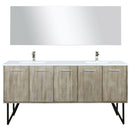 Lexora Lancy 72" W x 20" D Rustic Acacia Double Bath Vanity Cultured Marble Top with Faucet Set and 70" Mirror