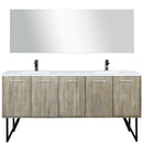 Lexora Lancy 72" W x 20" D Rustic Acacia Double Bath Vanity Cultured Marble Top with Faucet Set and 70" Mirror