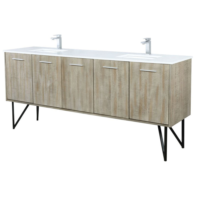 Lexora Lancy 80" W x 20" D Rustic Acacia Double Bath Vanity Cultured Marble Top with Faucet Set