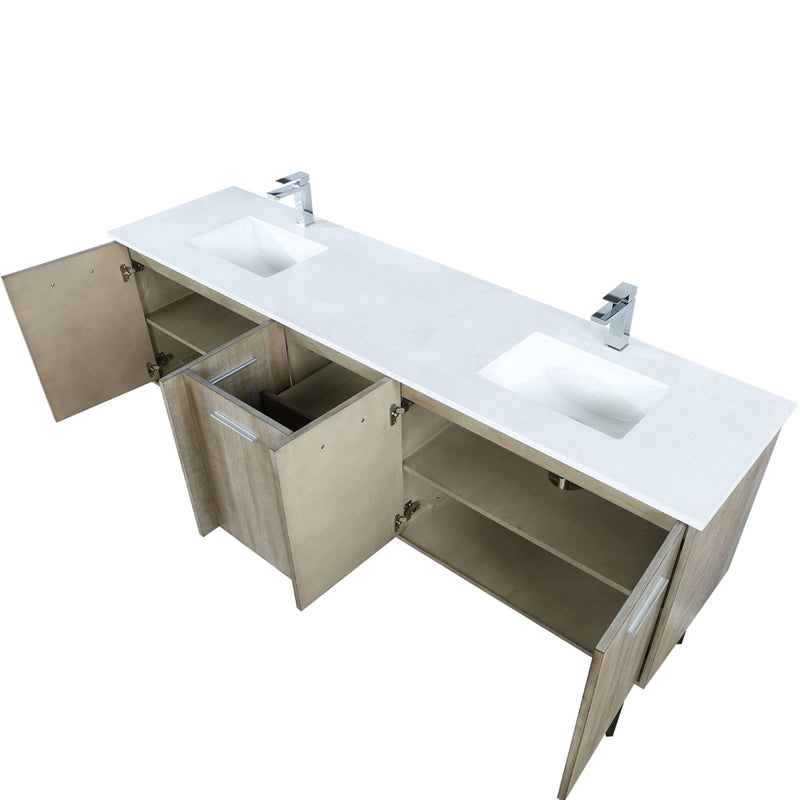 Lexora Lancy 80" W x 20" D Rustic Acacia Double Bath Vanity Cultured Marble Top with Faucet Set