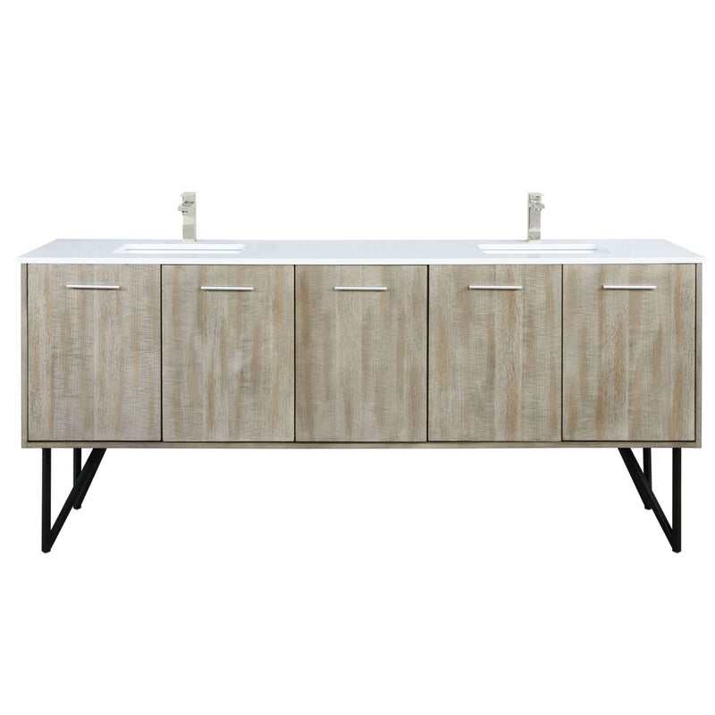 Lexora Lancy 80" W x 20" D Rustic Acacia Double Bath Vanity Cultured Marble Top with Faucet Set