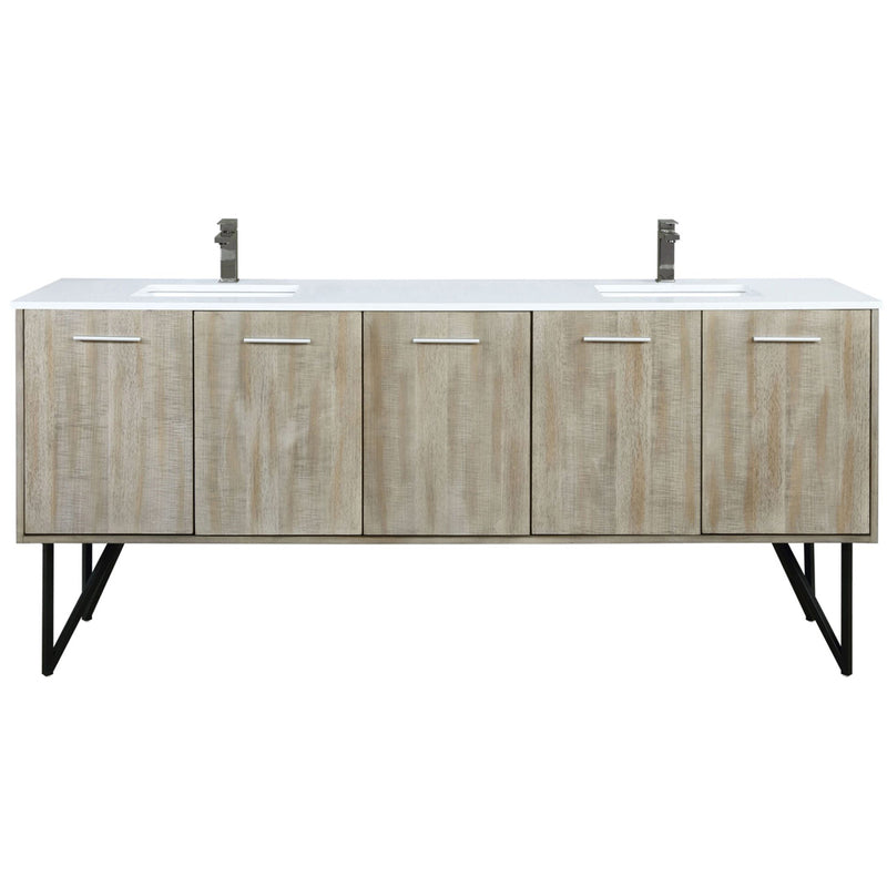 Lexora Lancy 80" W x 20" D Rustic Acacia Double Bath Vanity Cultured Marble Top with Faucet Set