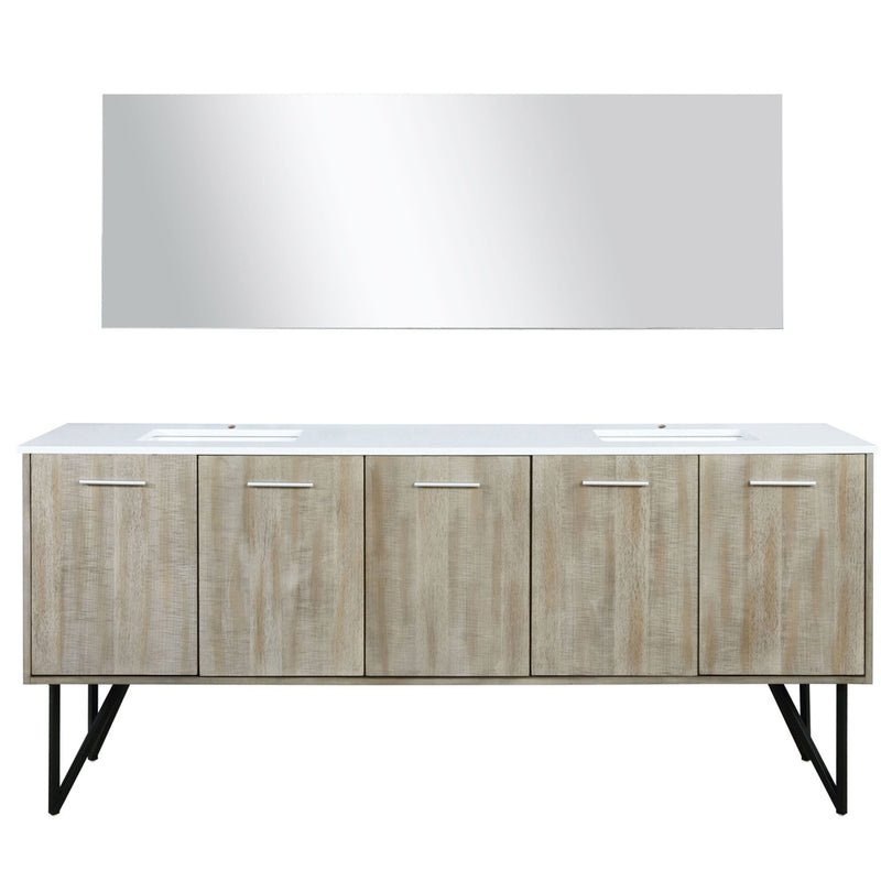 Lexora Lancy 80" W x 20" D Rustic Acacia Double Bath Vanity Marble Top and 70" Mirror