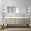 Lexora Lancy 80" W x 20" D Rustic Acacia Double Bath Vanity Cultured Marble Top with Faucet Set and 70" Mirror