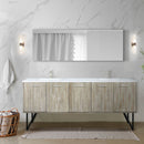 Lexora Lancy 80" W x 20" D Rustic Acacia Double Bath Vanity Cultured Marble Top with Faucet Set and 70" Mirror