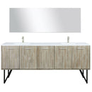 Lexora Lancy 80" W x 20" D Rustic Acacia Double Bath Vanity Cultured Marble Top with Faucet Set and 70" Mirror