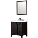 Lexora Marsyas 30" W x 22" D Brown Bath Vanity Marble Countertop Faucet Set and 28" Mirror