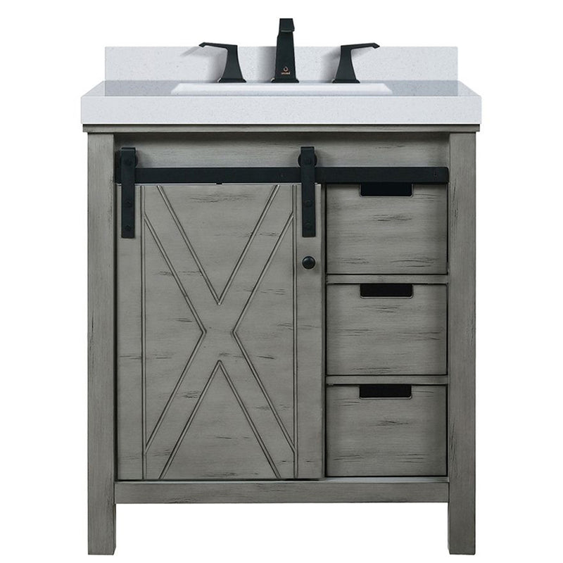 Lexora Marsyas 30" W x 22" D Ash Grey Bath Vanity Marble Countertop and Faucet Set