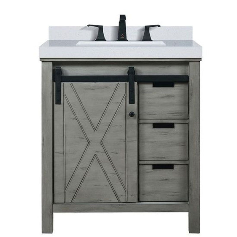 Lexora Marsyas 30" W x 22" D Ash Grey Bath Vanity Marble Countertop and Faucet Set