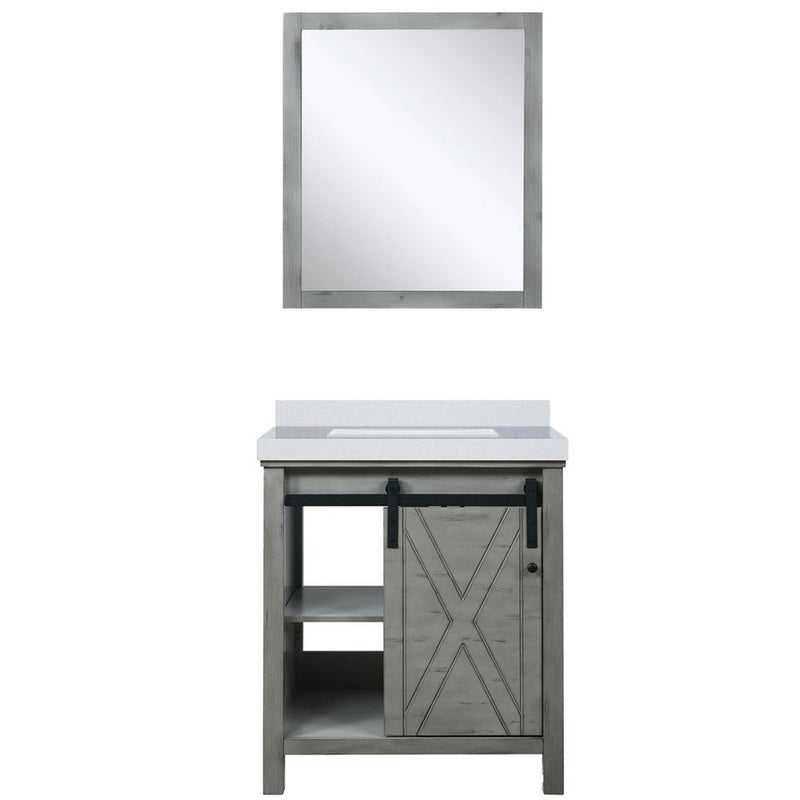 Lexora Marsyas 30" W x 22" D Ash Grey Bath Vanity Marble Countertop and 28" Mirror