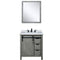 Lexora Marsyas 30" W x 22" D Ash Grey Bath Vanity Marble Countertop Faucet Set and 28" Mirror