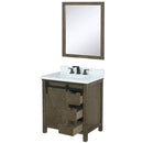 Lexora Marsyas 30" W x 22" D Rustic Brown Bath Vanity Marble Countertop with Faucet Set and 28" Mirror