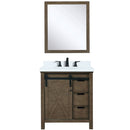 Lexora Marsyas 30" W x 22" D Rustic Brown Bath Vanity Marble Countertop with Faucet Set and 28" Mirror