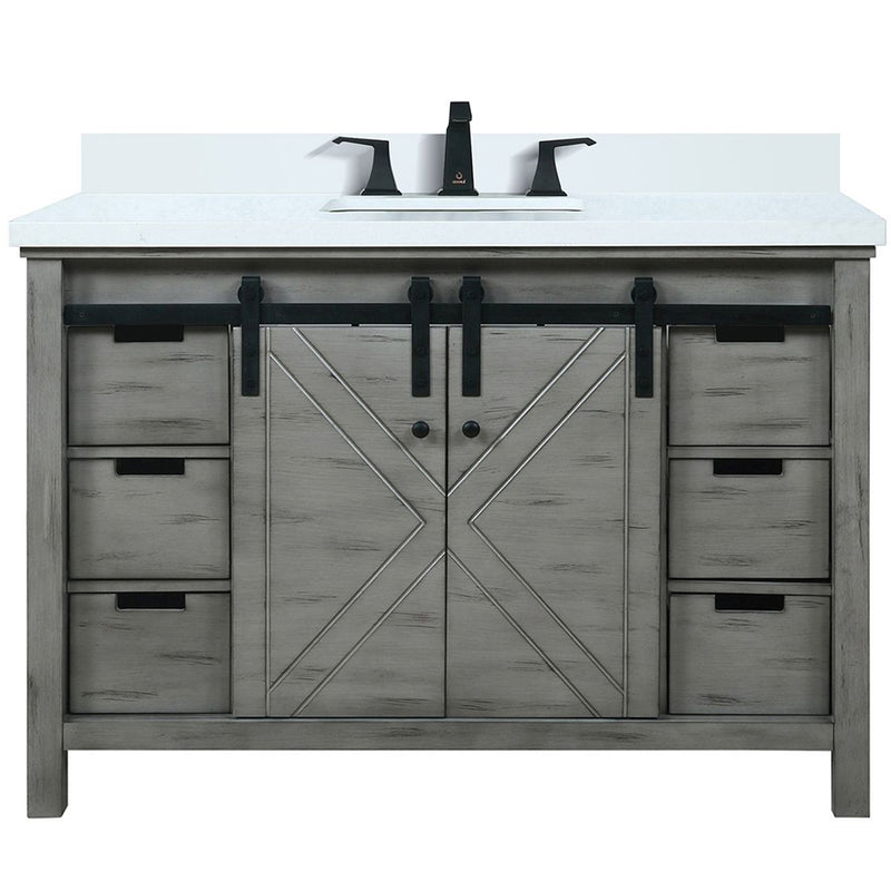 Lexora Marsyas 48" W x 22" D Ash Grey Bath Vanity Marble Countertop and Faucet Set