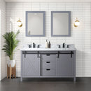 Lexora Marsyas 60" W x 22" D Dark Grey Double Bath Vanity Carrara Marble Countertop and Faucet Set