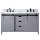 Lexora Marsyas 60" W x 22" D Dark Grey Double Bath Vanity Carrara Marble Countertop and Faucet Set