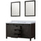 Lexora Marsyas 60" W x 22" D Brown Double Bath Vanity Marble Countertop and 24" Mirrors