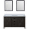 Lexora Marsyas 60" W x 22" D Brown Double Bath Vanity Marble Countertop and 24" Mirrors