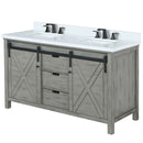 Lexora Marsyas 60" W x 22" D Ash Grey Double Bath Vanity Marble Countertop and Faucet Set