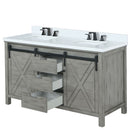 Lexora Marsyas 60" W x 22" D Ash Grey Double Bath Vanity Marble Countertop and Faucet Set