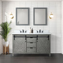 Lexora Marsyas 60" W x 22" D Ash Grey Double Bath Vanity Marble Countertop and Faucet Set