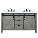 Lexora Marsyas 60" W x 22" D Ash Grey Double Bath Vanity Marble Countertop and Faucet Set