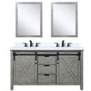 Lexora Marsyas 60" W x 22" D Ash Grey Double Bath Vanity Marble Countertop with Faucet Set and 24" Mirrors