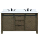 Lexora Marsyas 60" W x 22" D Rustic Brown Double Bath Vanity Marble Countertop and Faucet Set