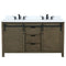 Lexora Marsyas 60" W x 22" D Rustic Brown Double Bath Vanity Marble Countertop and Faucet Set