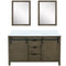 Lexora Marsyas 60" W x 22" D Rustic Brown Double Bath Vanity Marble Countertop and 24" Mirrors