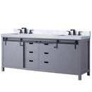 Lexora Marsyas 80" W x 22" D Dark Grey Double Bath Vanity Carrara Marble Countertop and Faucet Set